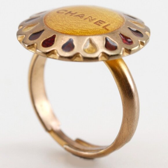 CHANEL Flower motif Ring Free size Plated Gold #6.6(US Size) flour 4.5g Women - Picture 3 of 9